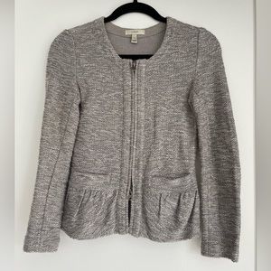 J. Crew Woven Knit Peplum Jacket XXS Gray Business Casual